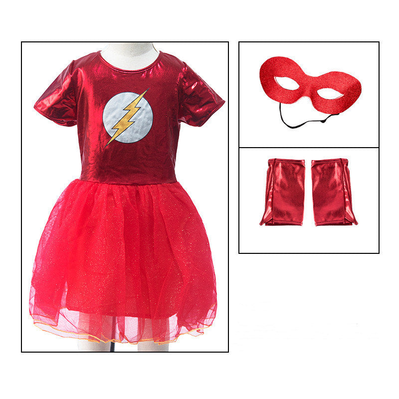 Girls Flash Cosplay Costume Halloween Party Dress Up