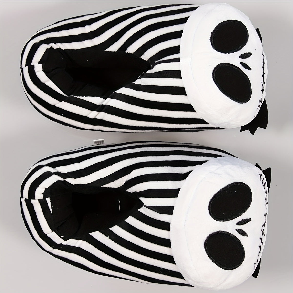 Skull & Striped Print Slippers, Casual Slip On Plush Home Shoes, Comfortable Indoor Halloween Shoes