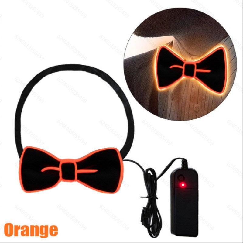 Glow In The Dark LED Bow Tie Luminous Flashing Necktie For Birthday Party Wedding Christmas Decoration Halloween Cosplay Costume (Battery Not Included)