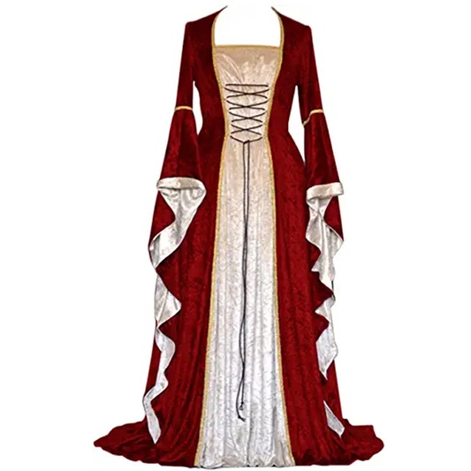 Women's Renaissance Medieval Costume Over Long Retro Gown