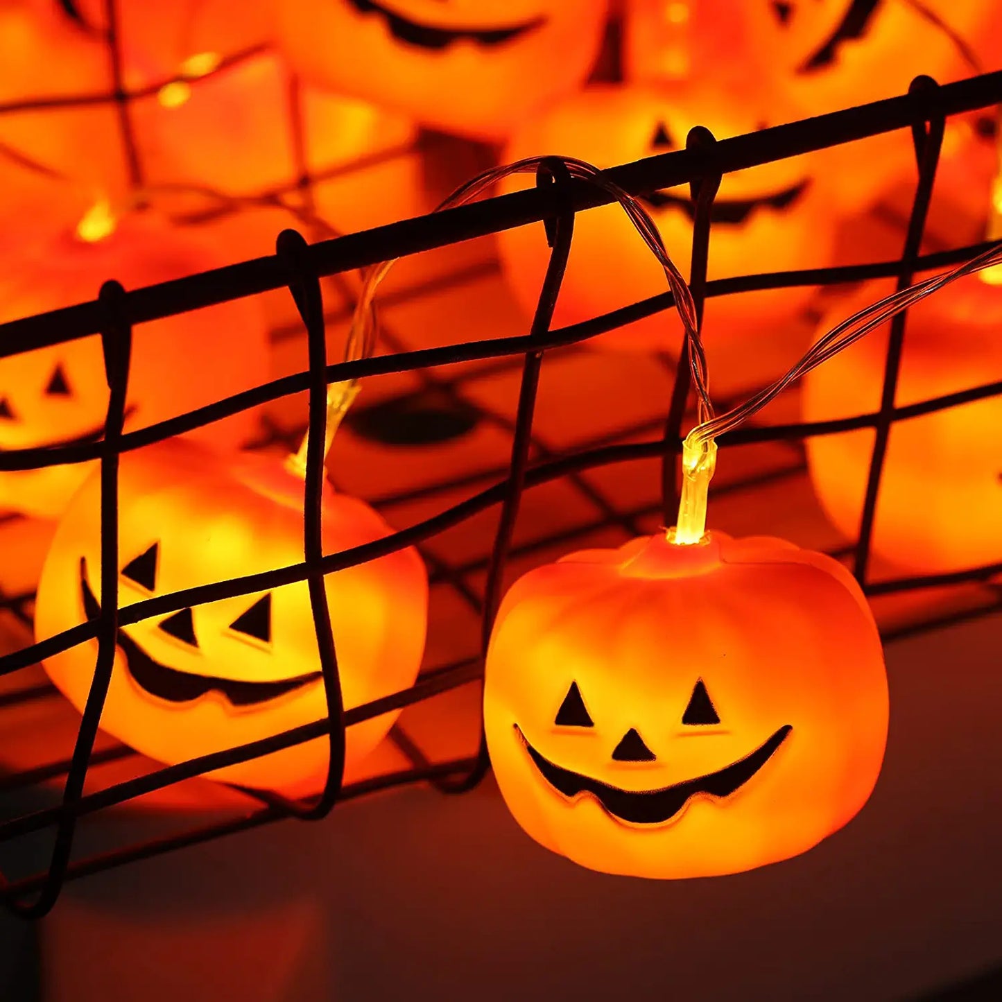 Halloween Pumpkin String Lights, Holiday LED Lights for Indoor Outdoor Decor,30 LED 11.81ft 3D Waterproof Orange Jack-O-Lantern Battery Operated Party Decorations