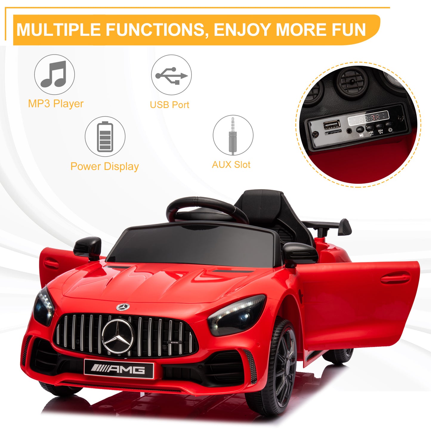 LEADZM Dual Drive 12V 4.5Ah with 2.4G Remote Control Mercedes-Benz Sports Car Red