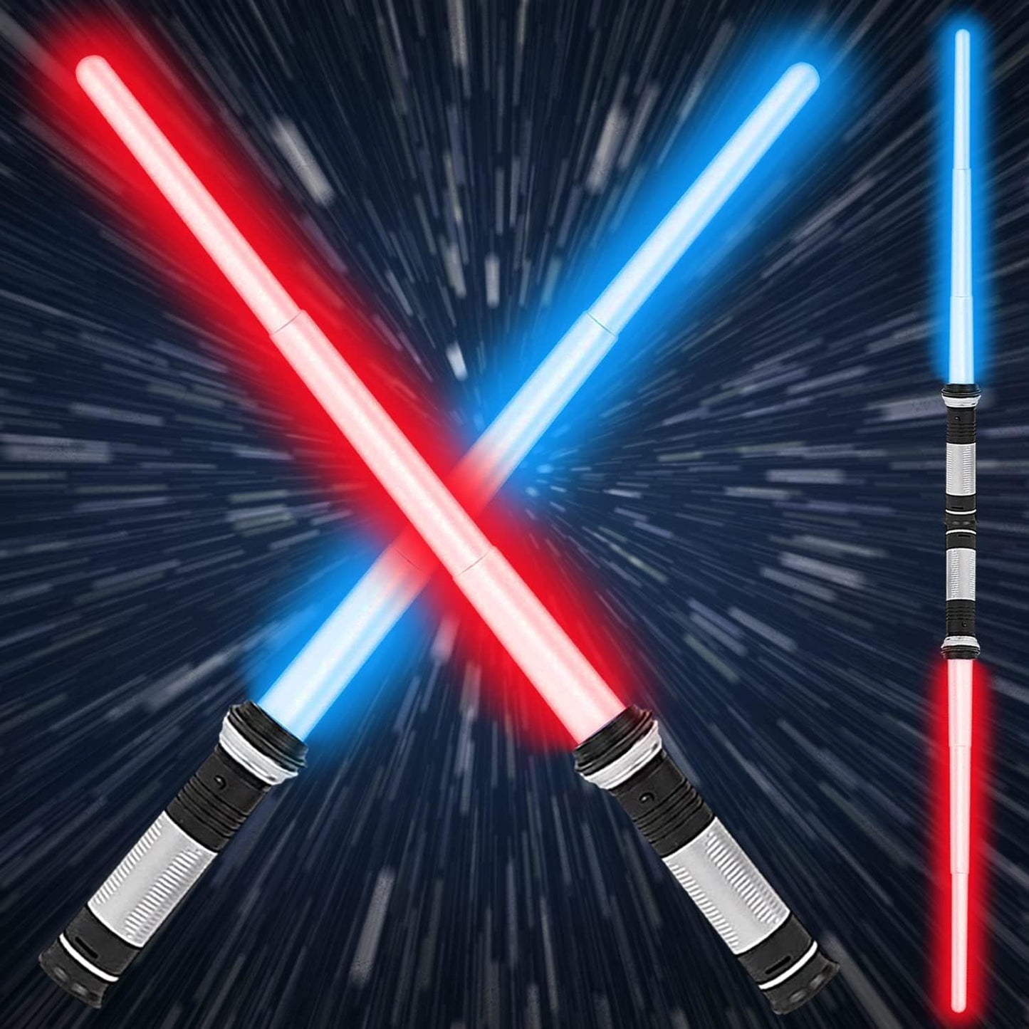 Lightsaber Kids - 2 Pack - LED Light Up Saber with Sound Retractable 7 Colors Light Saber Sword for Boys Kids Party Favors