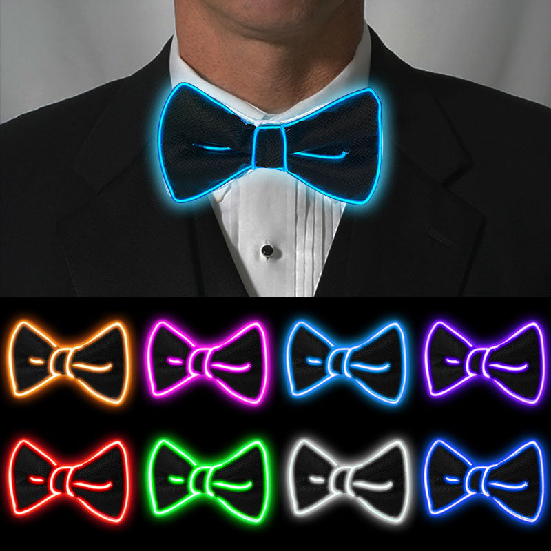 Glow In The Dark LED Bow Tie Luminous Flashing Necktie For Birthday Party Wedding Christmas Decoration Halloween Cosplay Costume (Battery Not Included)