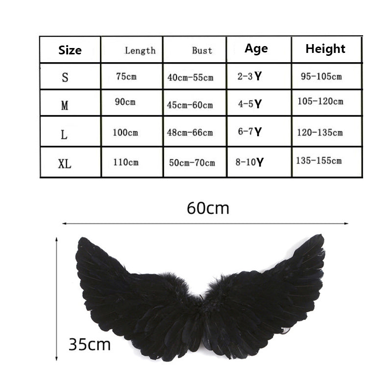 3Pcs Girls Halloween Devil Costume with Horn Headpiece Wings