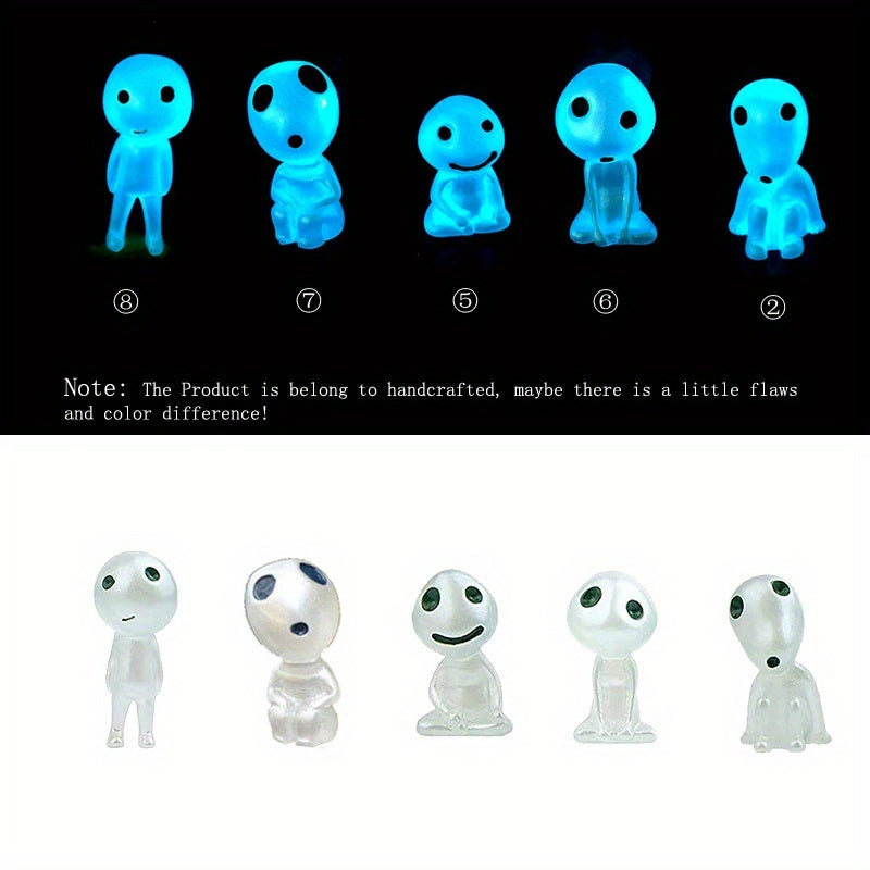 10pcs Glow-in-the-Dark Fairy Garden Accessories - Miniature Alien Elves, Ghost Kit for Micro Landscape Decoration