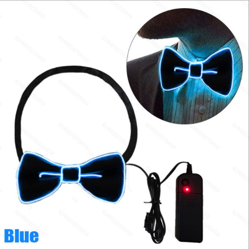 Glow In The Dark LED Bow Tie Luminous Flashing Necktie For Birthday Party Wedding Christmas Decoration Halloween Cosplay Costume (Battery Not Included)