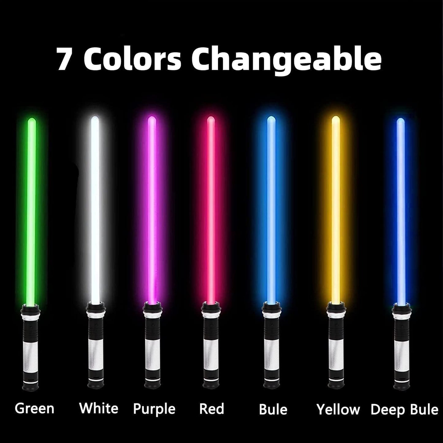 Lightsaber Kids - 2 Pack - LED Light Up Saber with Sound Retractable 7 Colors Light Saber Sword for Boys Kids Party Favors