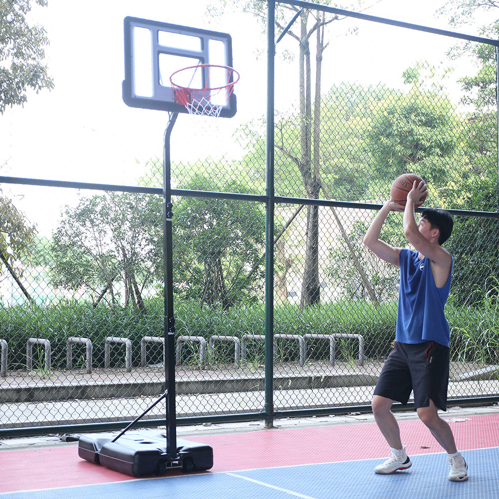 Portable Removable Basketball System Basketball Hoop Teenager PVC Transparent Backboard with Adjustable Height 7ft - 8.5ft