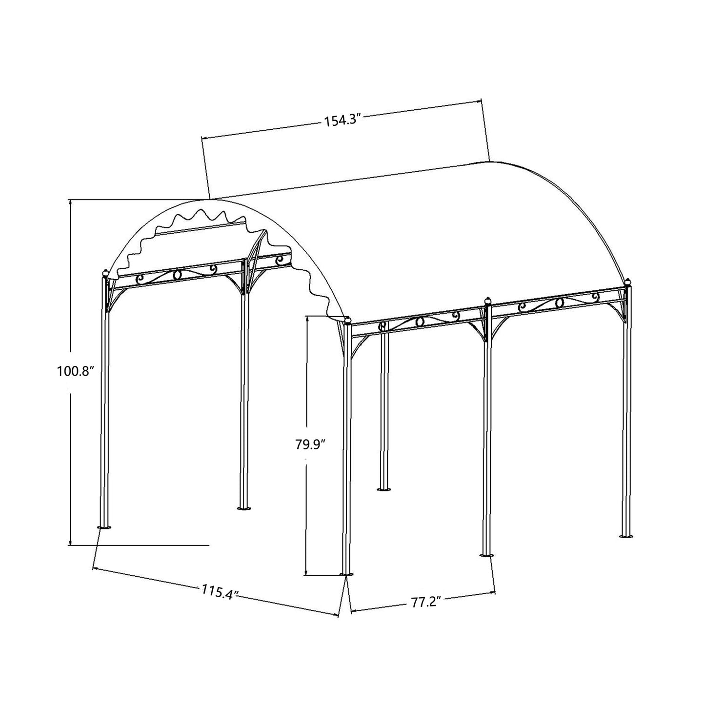 Outdoor Patio 13ft.Lx10ft.W Iron Carport Shelter Garage Tent; Garden Storage Shed with Anchor Kit; White