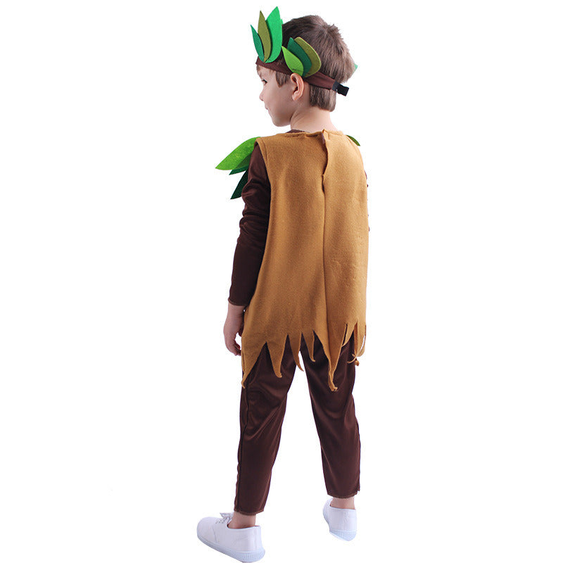 Children Cosplay One-piece Clothes Tree Role Performance Jumpsuits Acting Romper Stage Bodysuit Festival Drama Party Long Sleeve