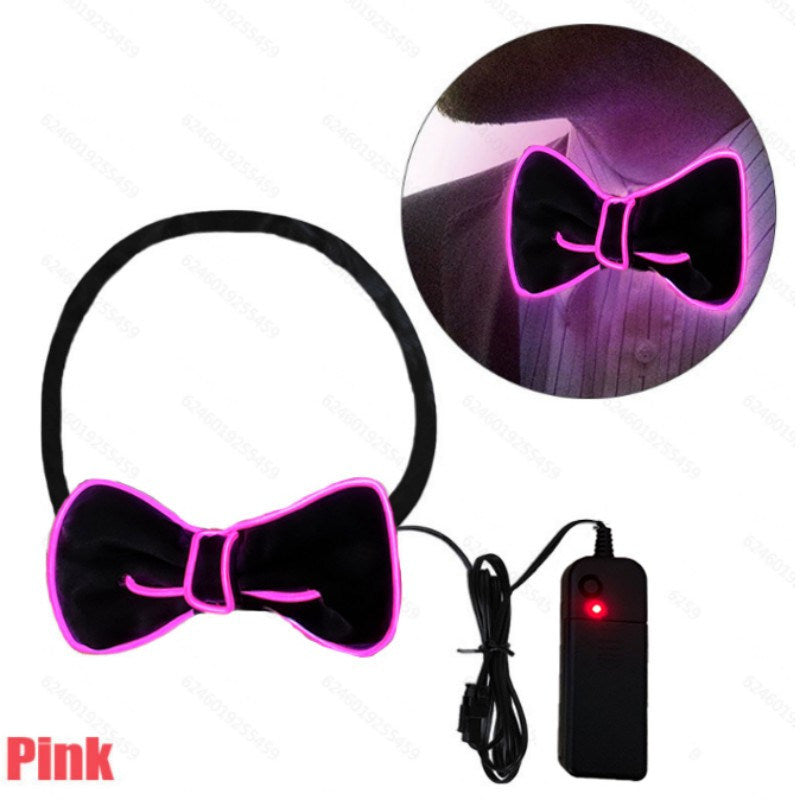 Glow In The Dark LED Bow Tie Luminous Flashing Necktie For Birthday Party Wedding Christmas Decoration Halloween Cosplay Costume (Battery Not Included)