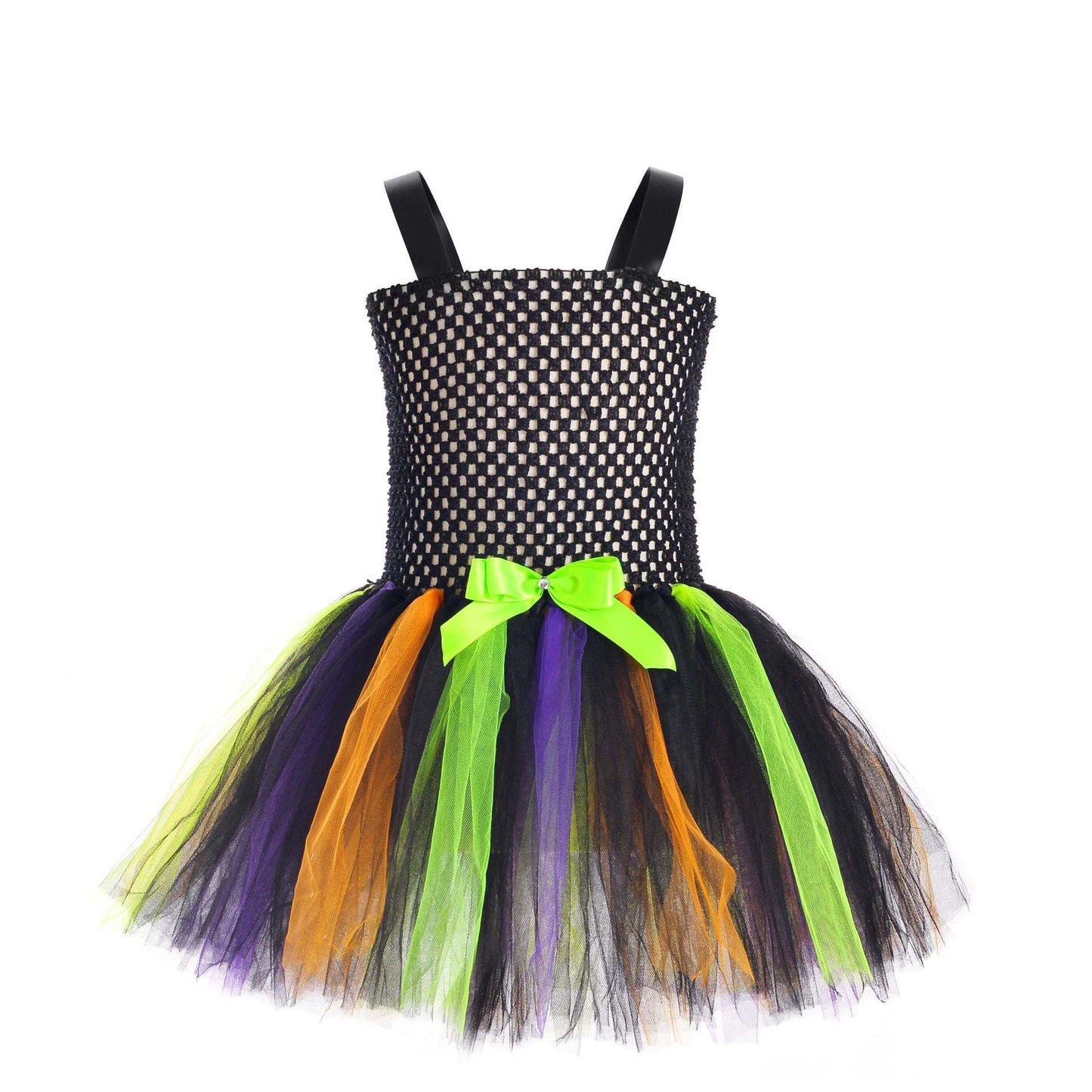 Children's Halloween Little Witch Costume Mesh Tutu Dress & Hat