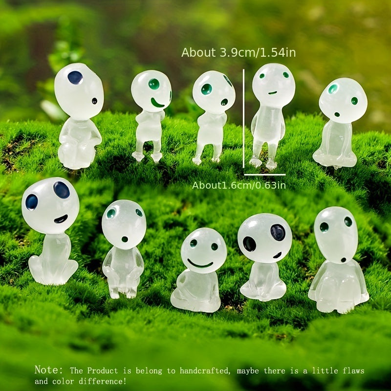 10pcs Glow-in-the-Dark Fairy Garden Accessories - Miniature Alien Elves, Ghost Kit for Micro Landscape Decoration