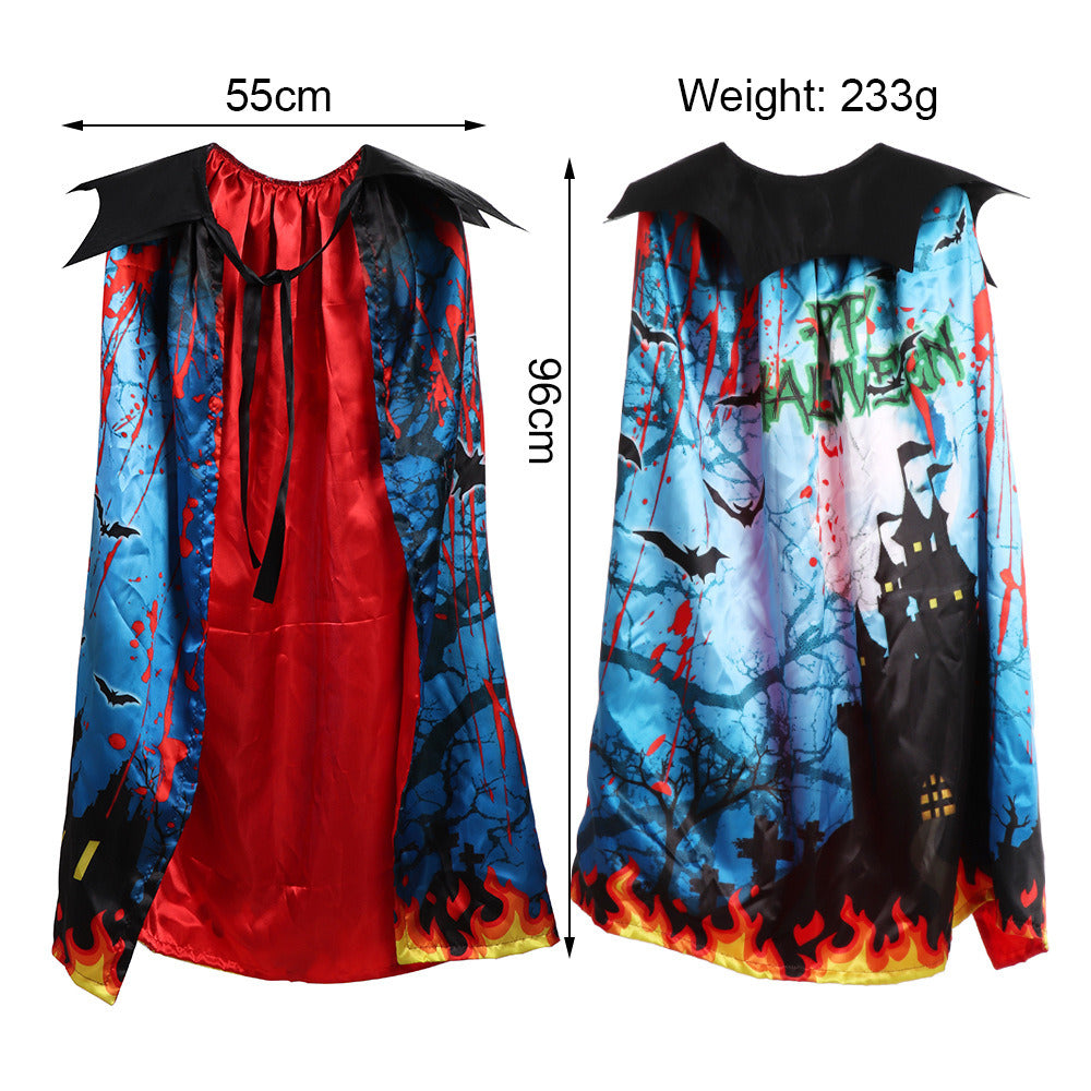 Halloween Cloak Cosplay Costume Props Children Double-layer Printed Cloak