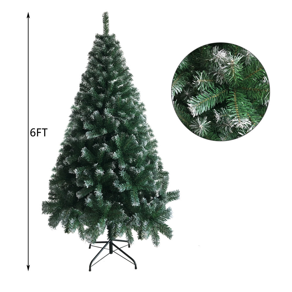 6FT Artificial Christmas Tree 650 Branches Xmas White Pine Tree with Solid Metal Legs Perfect for Indoor and Outdoor Holiday Decoration