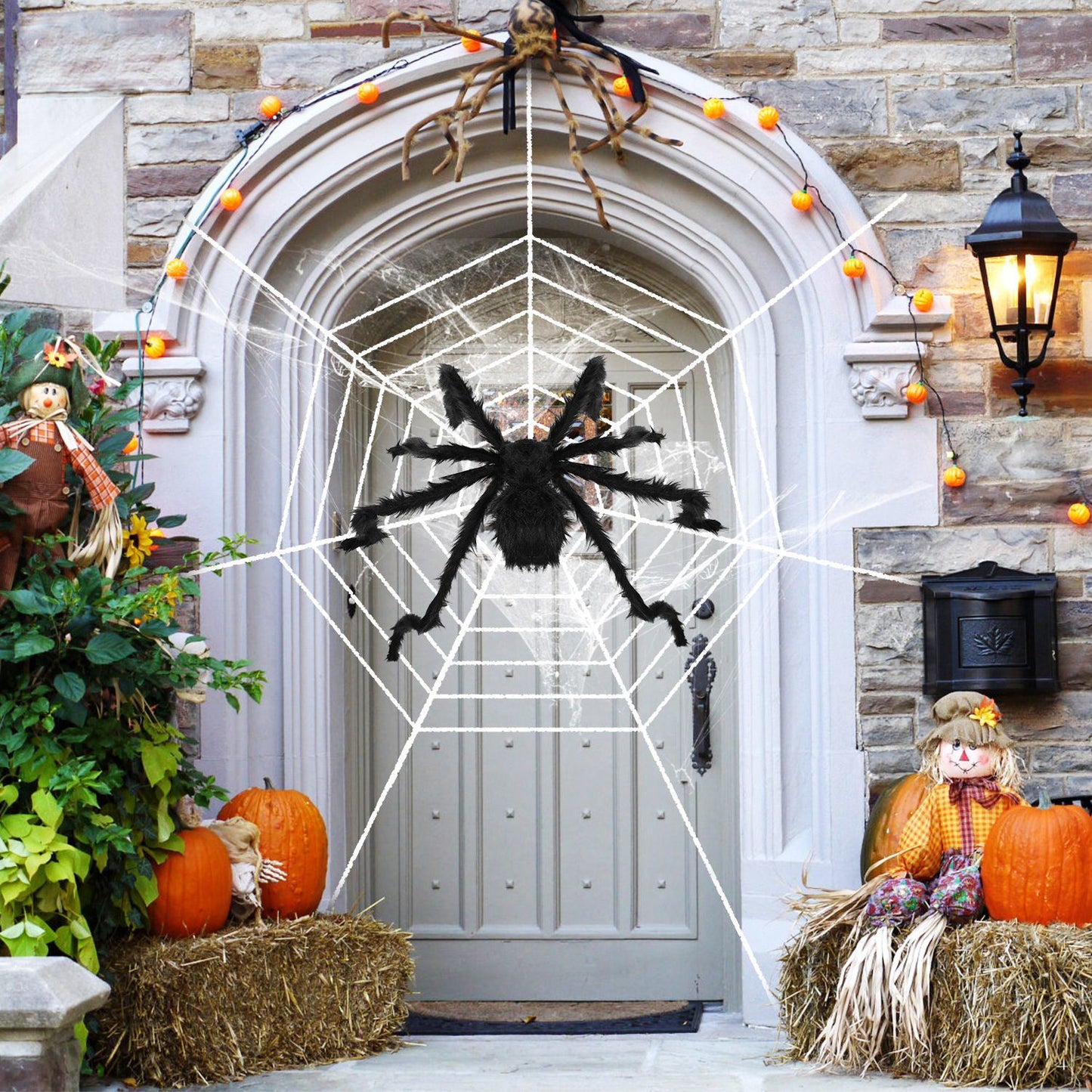 Halloween Decorations Spider Outdoor 59inch Halloween Spider with 126 inch Tarantula Mega Spider Web Hairy Poseable Scary Spider