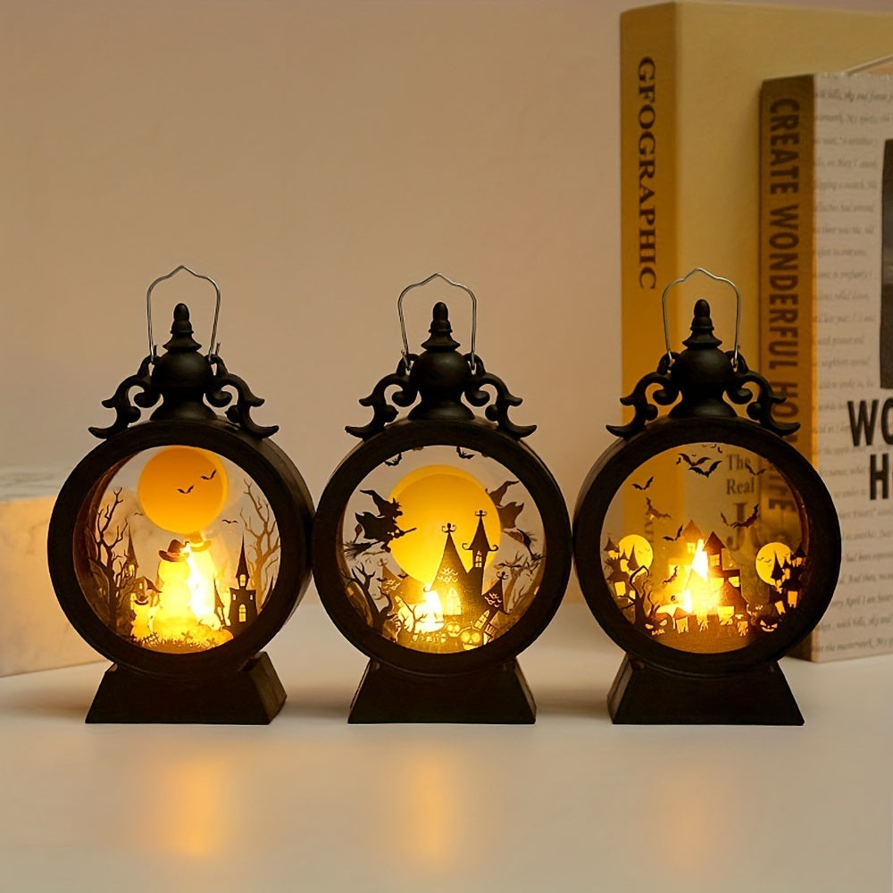 Vintage LED Halloween Candle Lantern Halloween Lantern,Mini Lantern Decorative Lights Vintage Hanging LED Small Candle Lanterns Gifts For Indoor,Outdoor,Table,Party Pumpkin Witch Castle Decoration