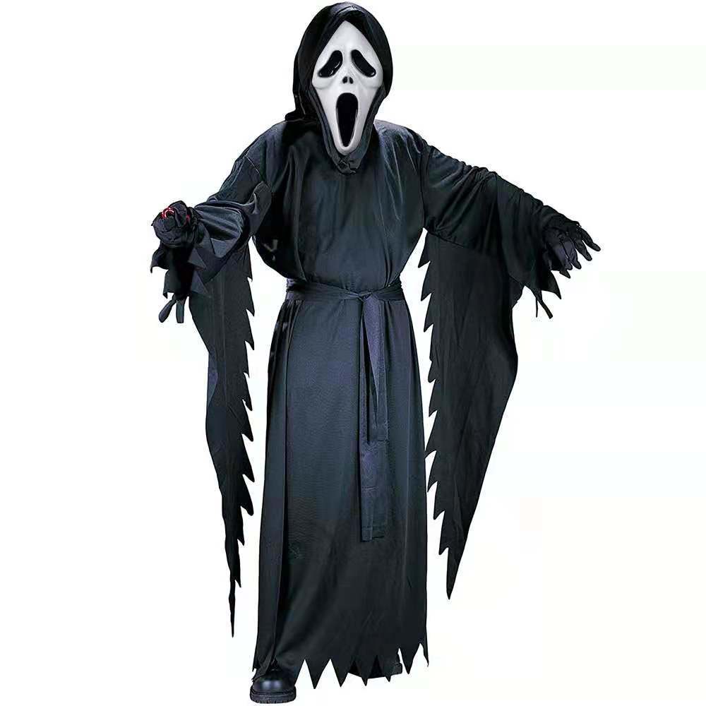 Halloween Child Scream Ghost Costume Mask Cosplay Kids Jumpsuit Set Loose Long Performance Romper Party Festival Boys Girls New