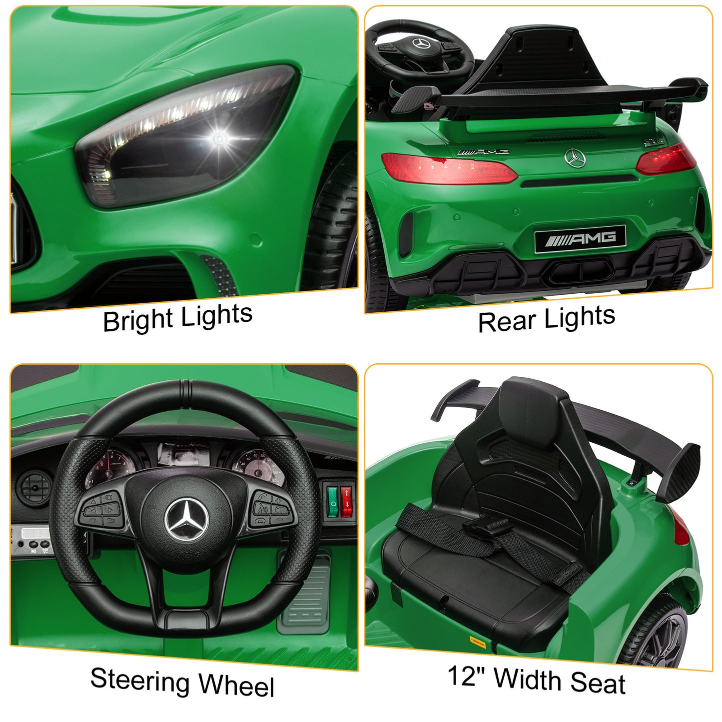 LEADZM Dual Drive 12V 4.5Ah with 2.4G Remote Control Mercedes-Benz Sports Car Green