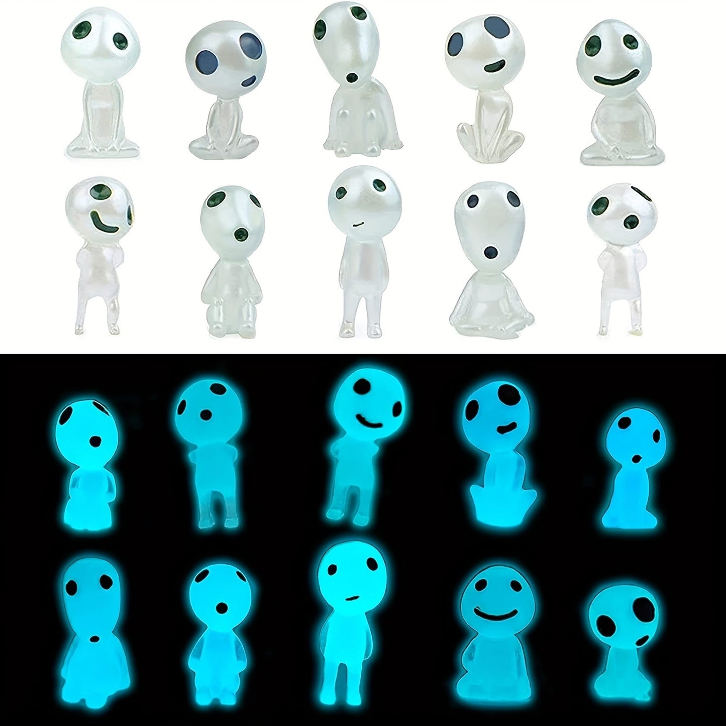 10pcs Glow-in-the-Dark Fairy Garden Accessories - Miniature Alien Elves, Ghost Kit for Micro Landscape Decoration