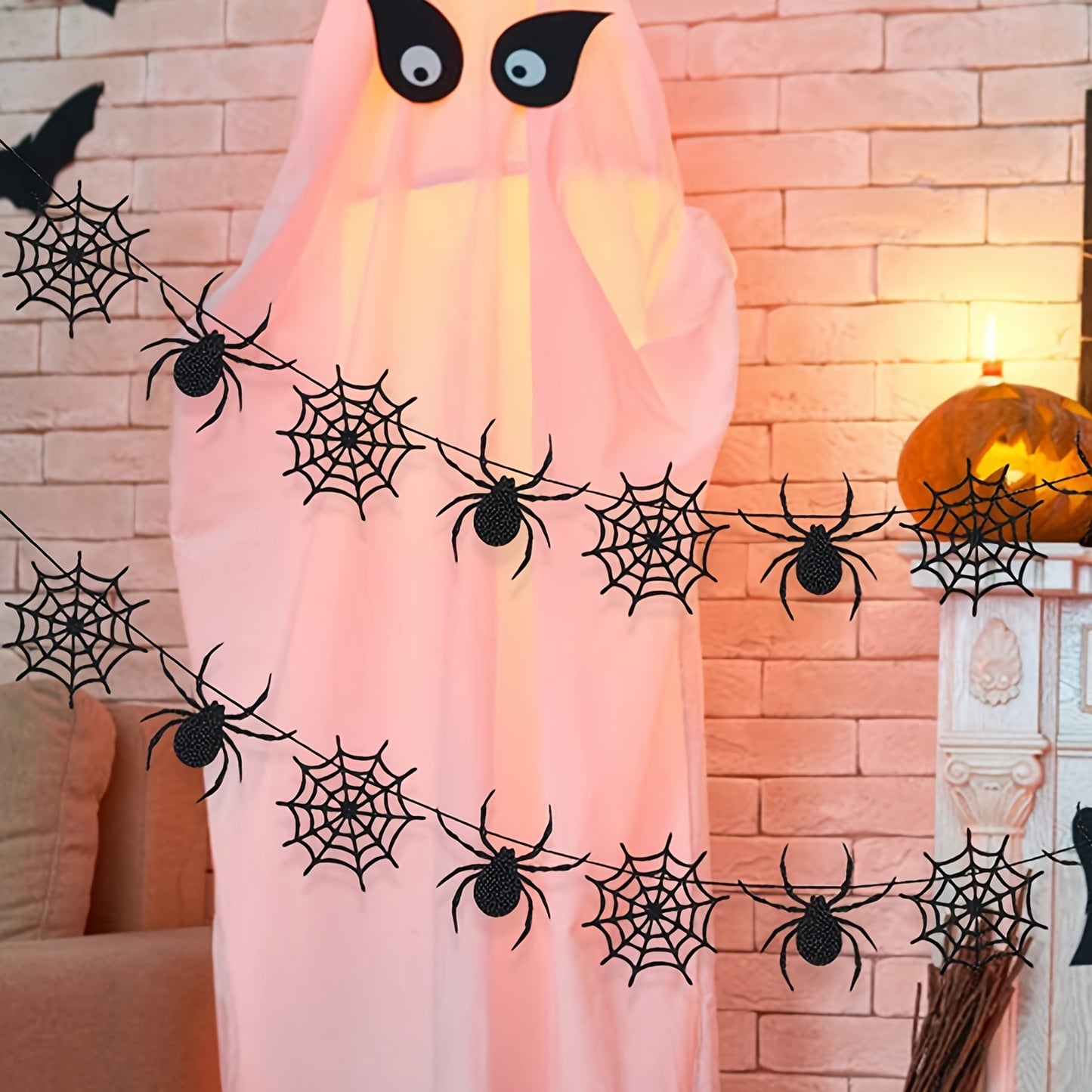 Set, Black Spiderweb Garland- Halloween Party Decorations, Halloween Spider Decor, Hanging Spider Web Banner Decor, Garland Halloween, Halloween Party Decorations