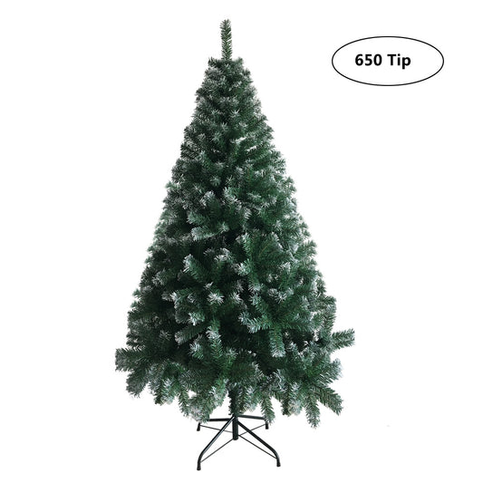 6FT Artificial Christmas Tree 650 Branches Xmas White Pine Tree with Solid Metal Legs Perfect for Indoor and Outdoor Holiday Decoration