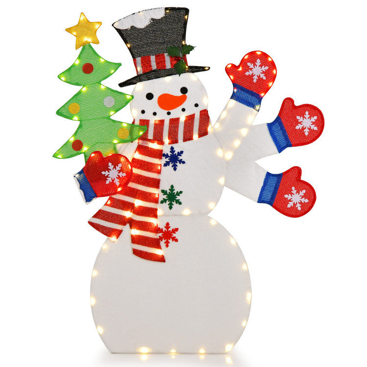 4FT Christmas Snowman Decoration with Waving Hand and 140 LED Lights