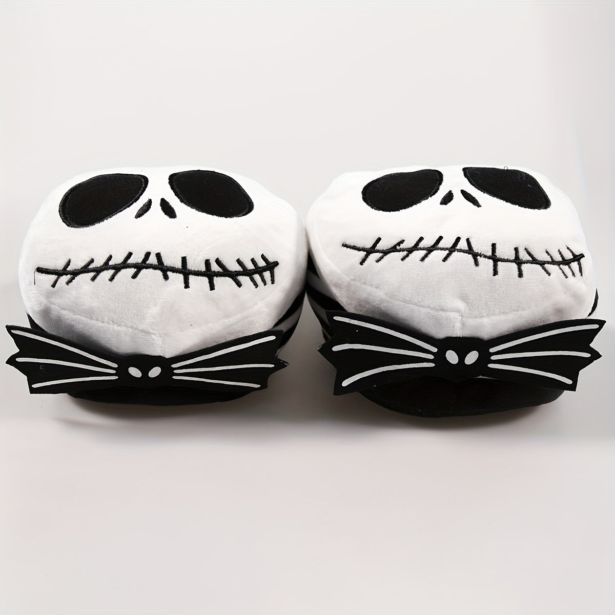 Skull & Striped Print Slippers, Casual Slip On Plush Home Shoes, Comfortable Indoor Halloween Shoes