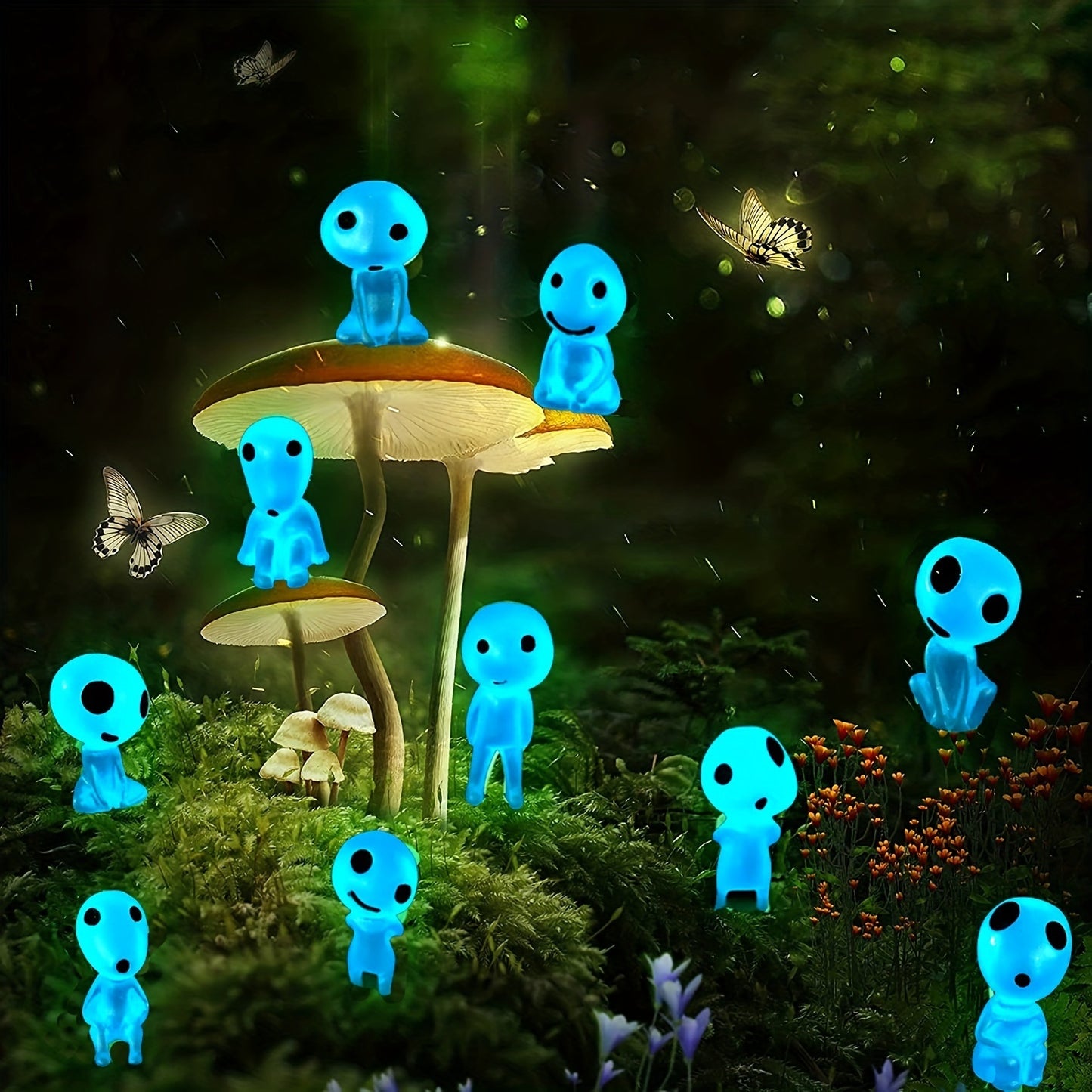 10pcs Glow-in-the-Dark Fairy Garden Accessories - Miniature Alien Elves, Ghost Kit for Micro Landscape Decoration