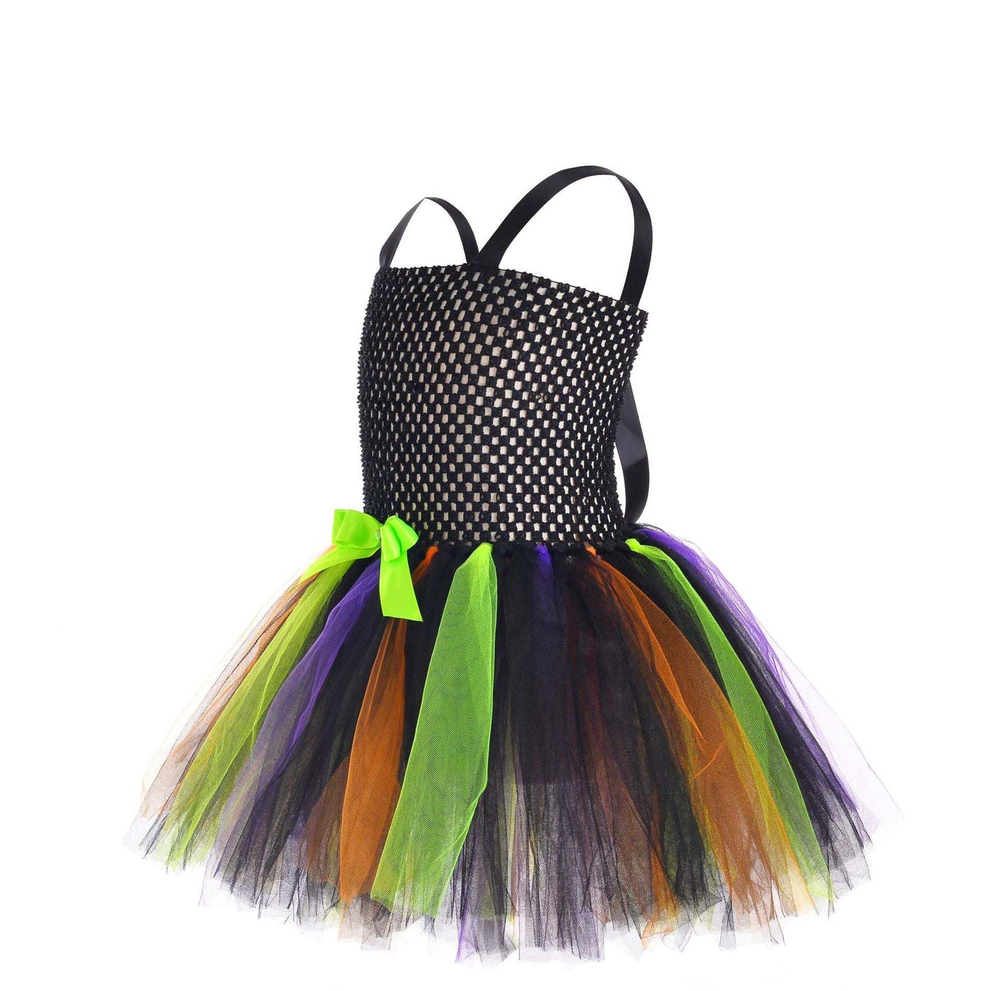 Children's Halloween Little Witch Costume Mesh Tutu Dress & Hat