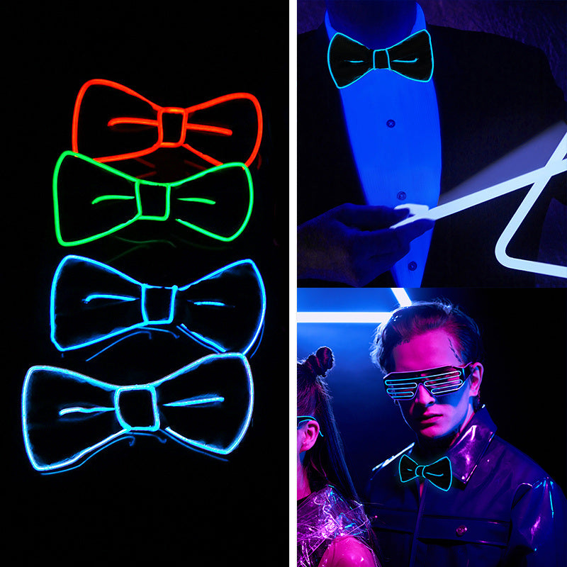 Glow In The Dark LED Bow Tie Luminous Flashing Necktie For Birthday Party Wedding Christmas Decoration Halloween Cosplay Costume (Battery Not Included)