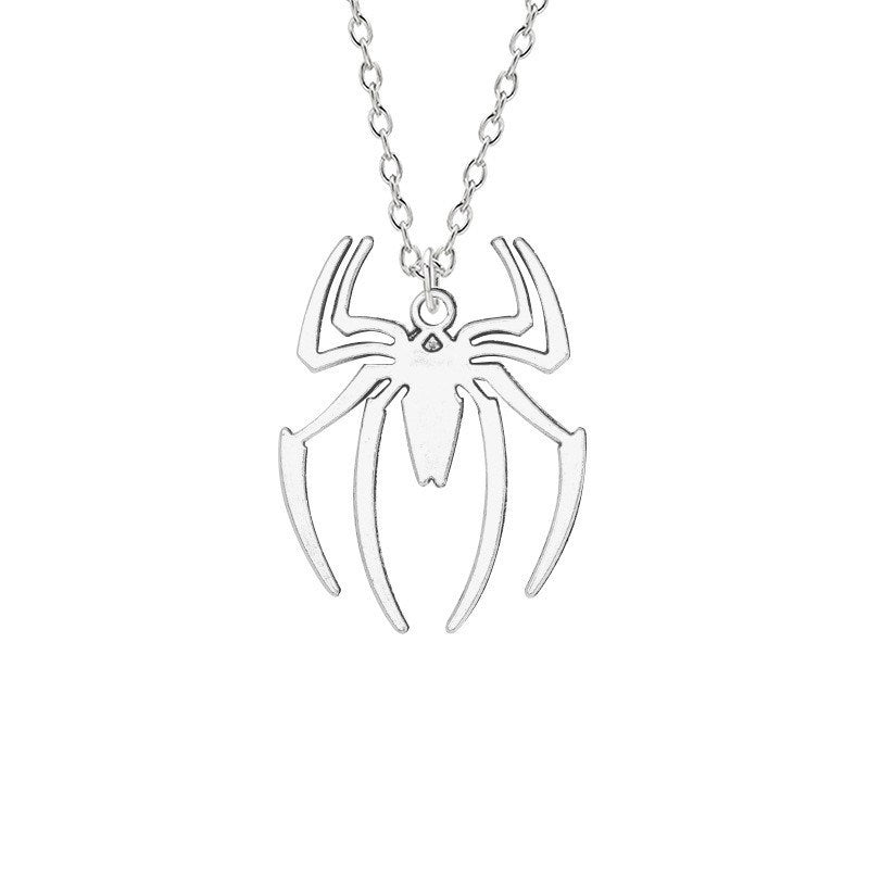 Fashion Spider Halloween Pendants Round Cross Chain Mens Necklaces Plated  Silver Color Neck Chain Gothic Couple Streetwear Gifts